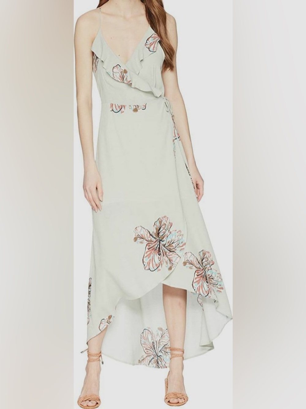Lucy Love Sage Floral Wrap Dress Size Small